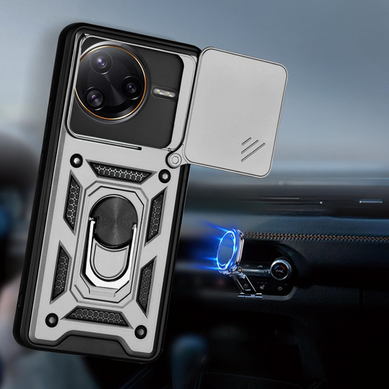 Husă blindată pentru Xiaomi Poco F7 Ultra, CamShield Slide, de argint