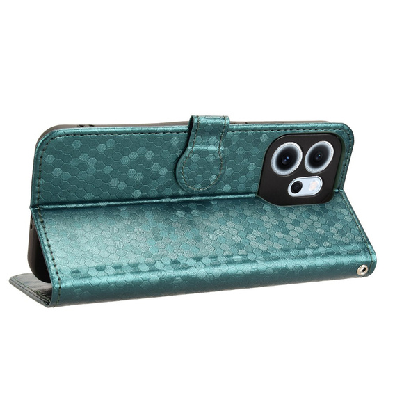 Husă cu clapetă pentru Oppo Reno 14F, Wallet Rhombus, verde