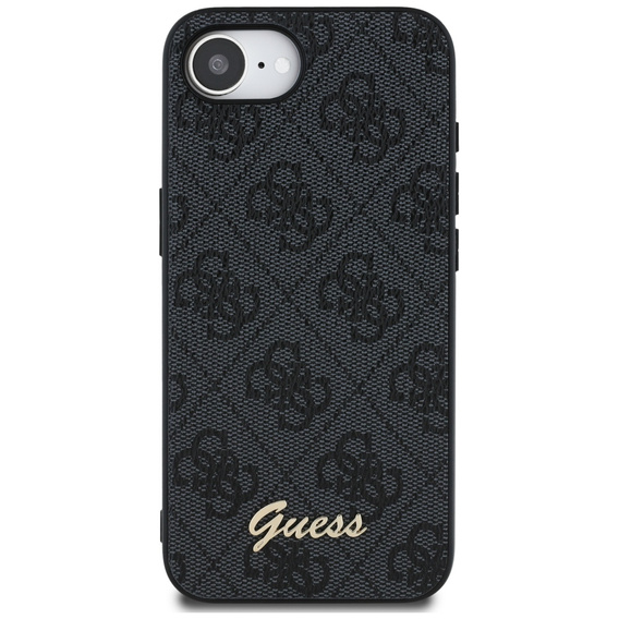 GUESS Huse pentru iPhone 16E, 4G Metal Gold Logo, negru