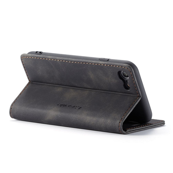 Husa CASEME pentru iPhone 7/8/SE 2020/SE 2022, Leather Wallet Case, negru