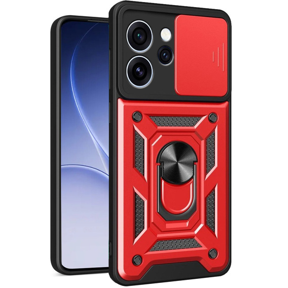 Husă blindată CamShield Slide cu capac pentru cameră și inel pentru Oppo Reno 15 FS, roșu