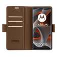 Husă pentru Motorola Edge 50 Pro, ERBORD Glossy Litchi, portofel cu clapetă, maro