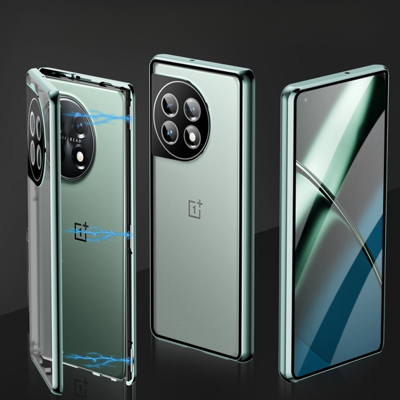 Husa pentru OnePlus 11 5G, Magnetic Dual Glass, verde