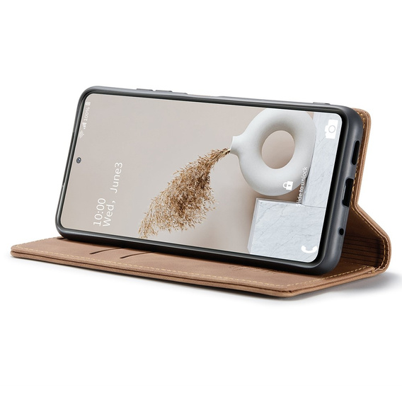 Husa CASEME pentru Samsung Galaxy S20 FE, Leather Wallet Case, maro