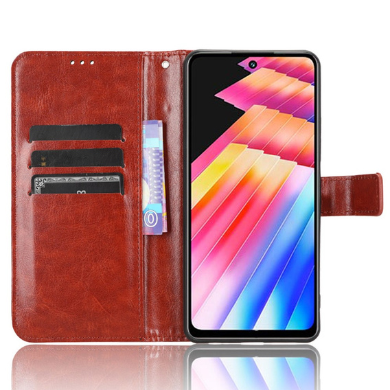 Cu clapetă pentru Infinix Hot 30, Crazy Horse Wallet, maro