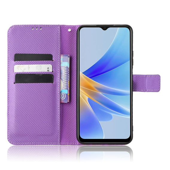 Cu clapetă pentru Oppo A17, Wallet Smart Magnet, violet