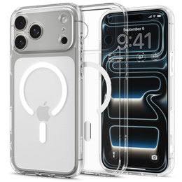 Carcasă Spigen Ultra Hybrid MagSafe pentru iPhone 17 Pro, transparentă / albă