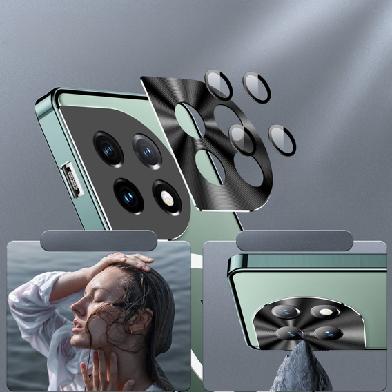 Carcasă de protecție pentru camera foto pentru OnePlus 12 5G, CamShield MagSafe, transparent / verde