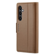 Husă pentru Samsung Galaxy A55, ERBORD Glossy Litchi, portofel cu clapetă, maro