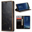 Carcasă flip CASEME pentru Samsung Galaxy S8+ Plus, Waxy Textured, cafea