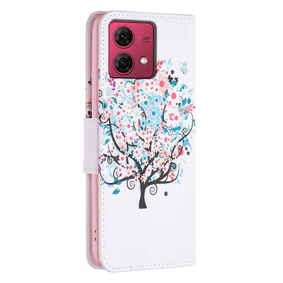 Carcasă flip pentru Motorola Moto G84 5G, Wallet, colorful tree, alb