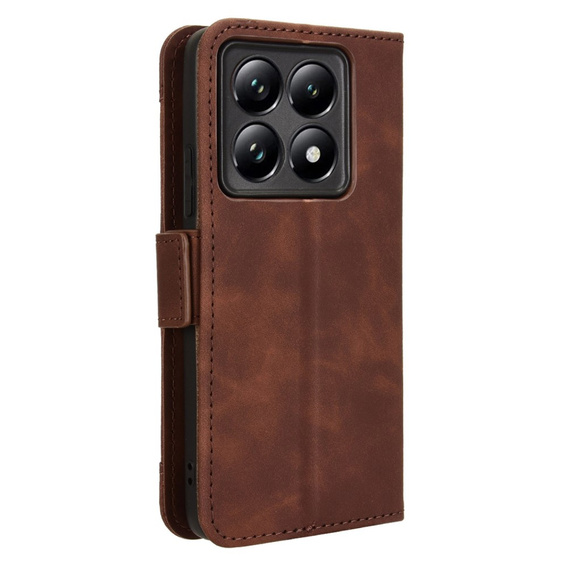 Cu clapetă pentru Xiaomi 14T Pro, Card Slot, maro
