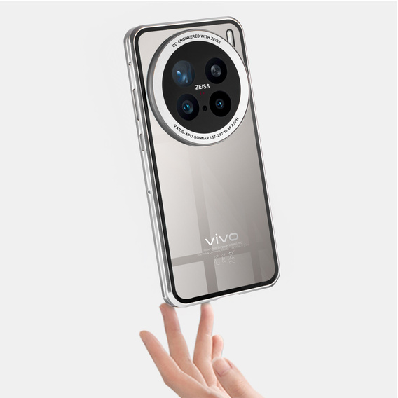 Husa pentru Vivo X200 Pro 5G, Magnetic Dual Glass, de argint