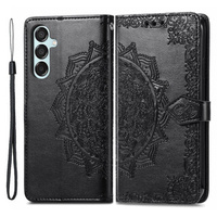 Cu clapetă pentru Samsung Galaxy M15 5G, Mandala, negru