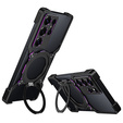 Carcasă pentru Samsung Galaxy S25 Ultra, Kickstand Bumper, cu capac pentru obiectiv, pentru MagSafe, negru / violet