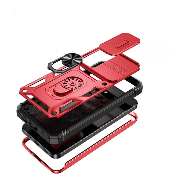 Husă blindată pentru Samsung Galaxy S24+ Plus, CamShield Slide, roșu / negru