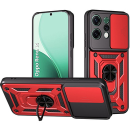 Carcasă blindată pentru Oppo Reno 14, cu protecție pentru cameră, cu suport, roșu