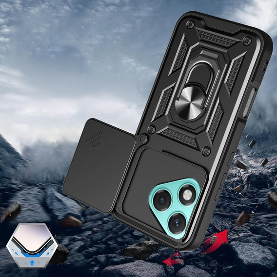 Husă blindată pentru Honor 400 Lite, CamShield Slide, negru