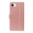Husă cu clapetă pentru iPhone 16E, Rhombus Crossbody Leather, roz rose gold