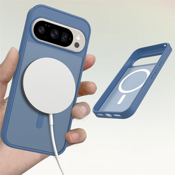 Carcasă Matt pentru Google Pixel 10 / 10 Pro, pentru MagSafe, albastru translucid