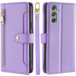 Cu clapetă pentru Samsung Galaxy M34, Wallet Zipper Pocket, violet