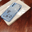 Husă pentru Samsung Galaxy S21 FE, Glitter Flower, albastru