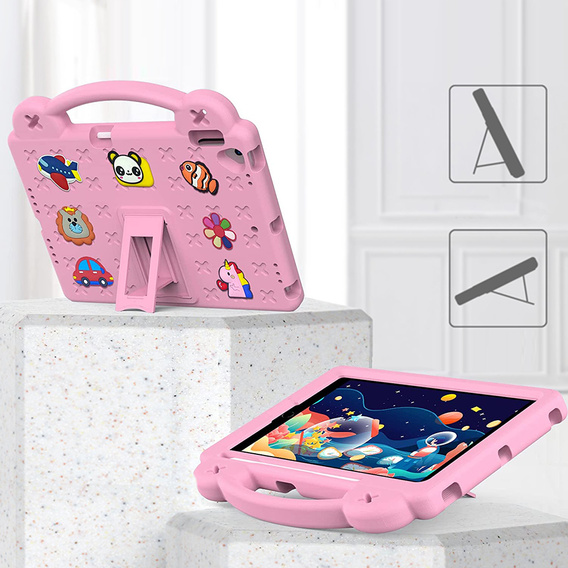 Husă pentru copii pentru iPad 10.2" 2021/2020/2019 (9/8/7 gen.) / Air 10.5" 2019 (3 gen.), Cute Patterns, cu suport, roz