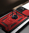Carcasă blindată pentru iPhone 16E, CamShield Slide, roșu + sticlă călită 9H