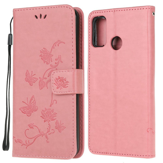 Cu clapetă pentru Motorola Moto G30 / G10, Butterfly, albastru