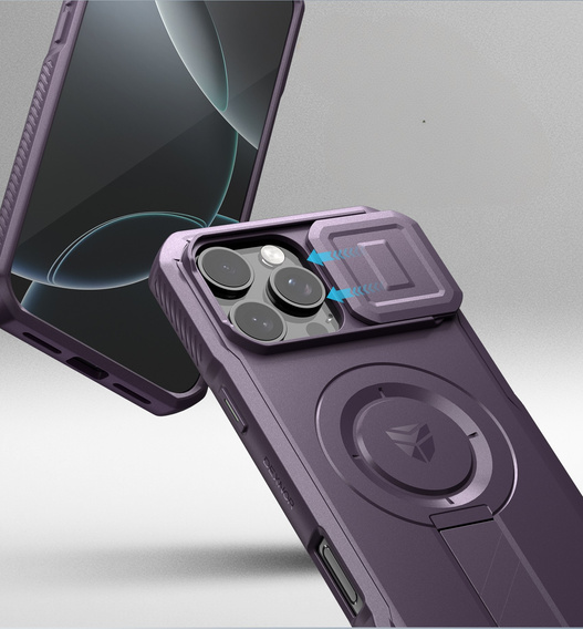 Carcasă blindată pentru iPhone 16 Pro Max, Dexnor CamProtect MagSafe, violet