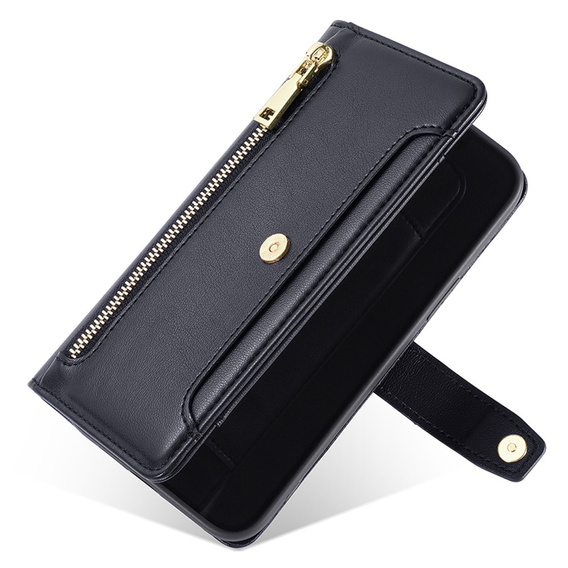 Cu clapetă pentru Realme 11 Pro 5G / Pro+ 5G, Wallet Zipper Pocket, negru