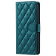 Husă cu clapetă pentru Samsung Galaxy S24 FE, Rhombus Crossbody Leather, verde închis