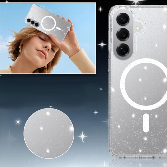 Husă strălucitoare, pentru MagSafe pentru Samsung Galaxy S26 Plus, transparentă