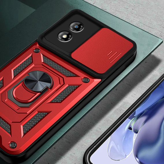 Husă blindată pentru Motorola Moto E13, CamShield Slide, roșu