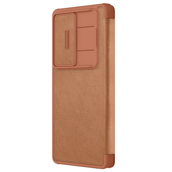 NILLKIN flip case NILLKIN pentru Samsung Galaxy S25 Ultra, CamShield Qin Pro, piele, maro