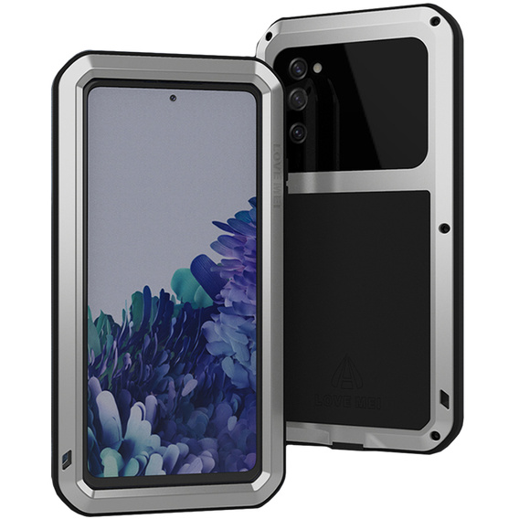 Love Mei Huse pentru Samsung Galaxy S20 FE 4G/5G, armored with glass, de argint