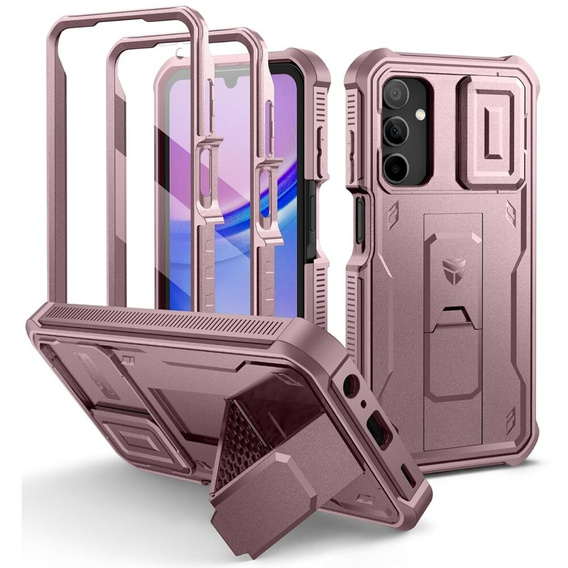 Husă blindată pentru Samsung Galaxy A15, Dexnor Full Body (Two Frames), roz