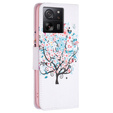 Carcasă flip pentru Xiaomi 13T / 13T Pro / Redmi K60 Ultra, Wallet, colorful tree, alb