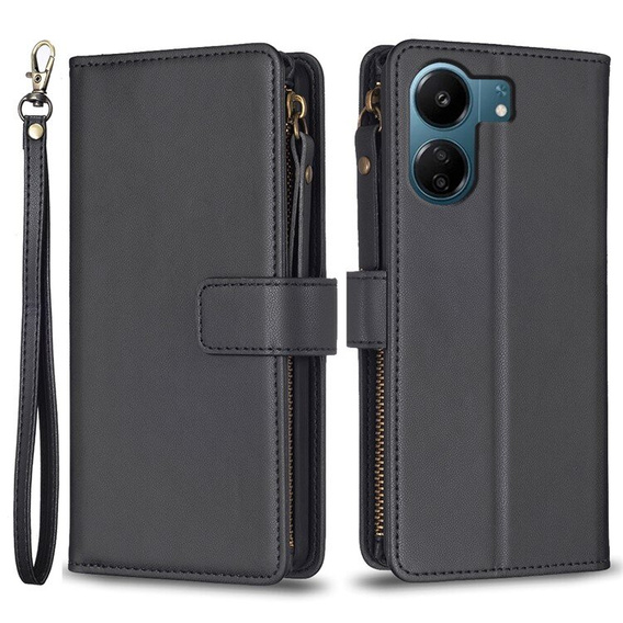 Cu clapetă pentru Xiaomi Redmi 13C / Poco C65, Wallet Zipper Pocket, negru