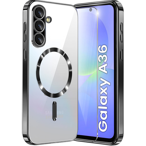 Husă pentru Samsung Galaxy A36, Electro MagSafe, negru + Sticlă pentru ecran