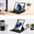 Husă pentru tastatură pentru Samsung Galaxy Tab A9+, Rotary 360° Leather, negru