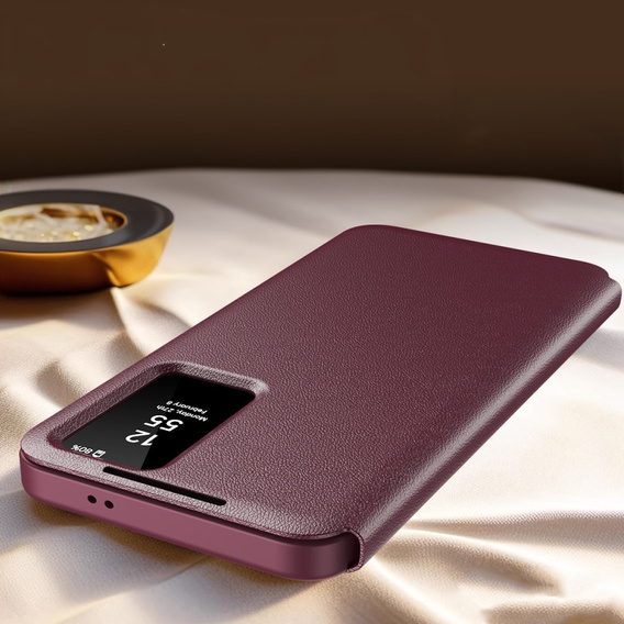 Husă cu clapetă pentru Samsung Galaxy S25+ Plus, Smart View Wallet, maroon