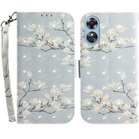 Cu clapetă pentru Oppo A17, Light Spots Decor, flowers magnolia, gri