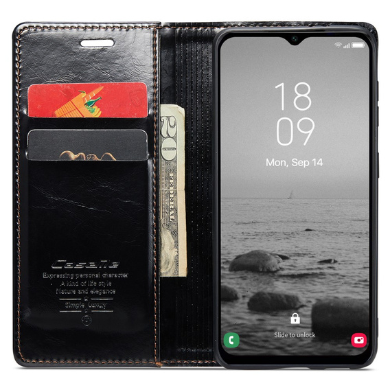 Carcasă flip CASEME pentru Samsung Galaxy A34 5G, Waxy Textured, negru