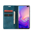 Husa CASEME pentru Samsung Galaxy S10 Plus, Leather Wallet Case, albastru