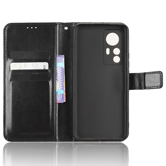 Cu clapetă pentru Xiaomi 12T, Crazy Horse Wallet, negru