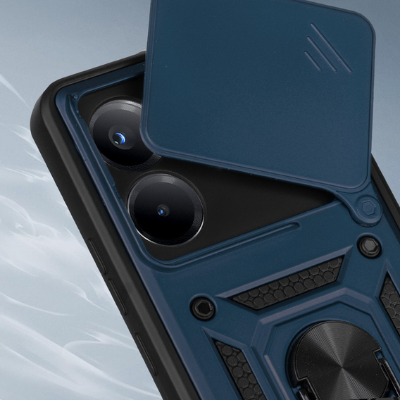 Husă blindată pentru Xiaomi Redmi Note 14 4G, CamShield Slide, albastru