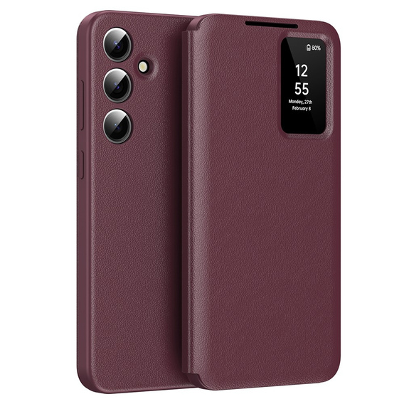 Husă cu clapetă pentru Samsung Galaxy S23 FE, Smart View Wallet, maroon