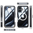 Husă pentru iPhone 16, Shockproof, cu sticlă, pentru MagSafe, negru