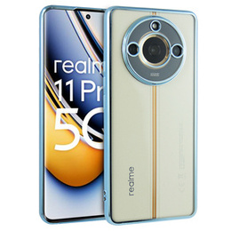 Carcasa pentru Realme 11 Pro 5G / Pro+ 5G, Electroplating Frame, transparent / albastru